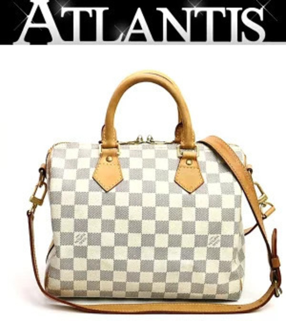 Louis Vuitton Speedy Bandouliere Boston Bag Damier Azur White